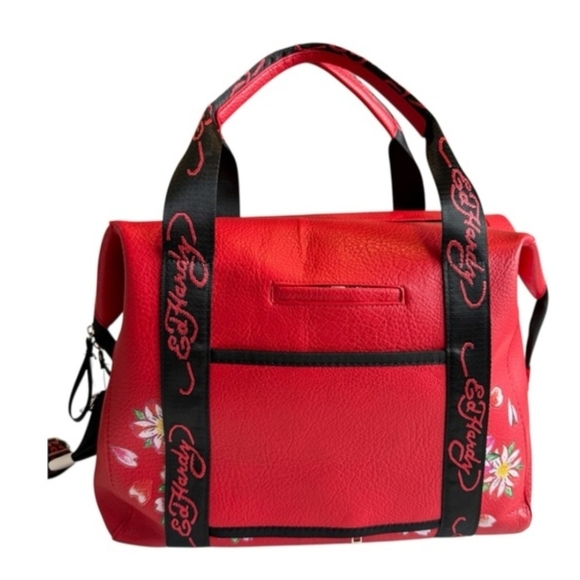 Ed Hardy Red Skull and Floral Tote - Picture 4 of 5